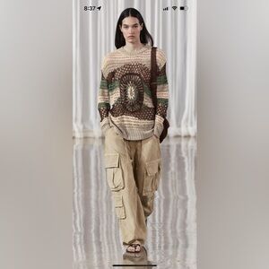 Zara beaded crochet knit sweater M-L